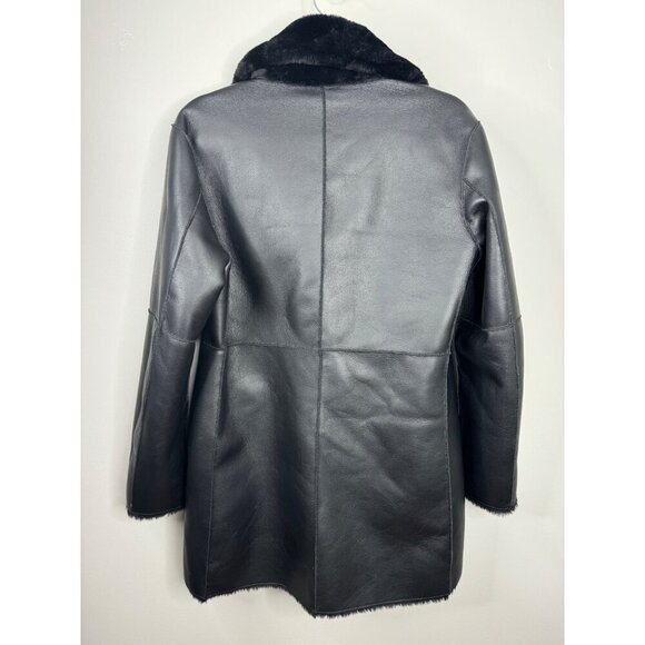 Generation Love Megan Black Reversible Coat Faux Leather Shearling Fur XS Pearl - Picture 7 of 9